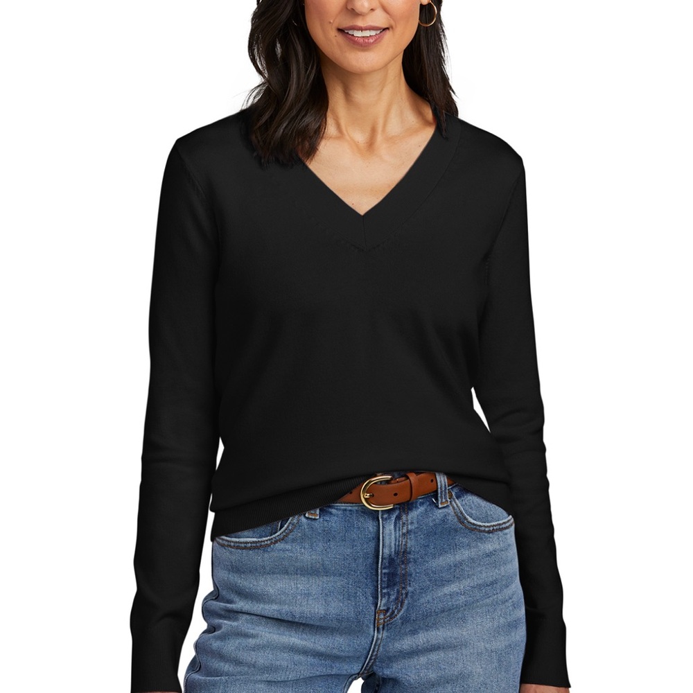Brooks Brothers Black V-Neck Sheer Sweater